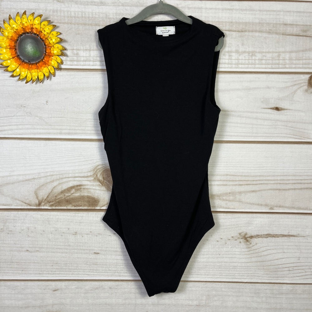 Live in the Moment Black Sleeveless Mock Neck Bodysuit Women's Size S